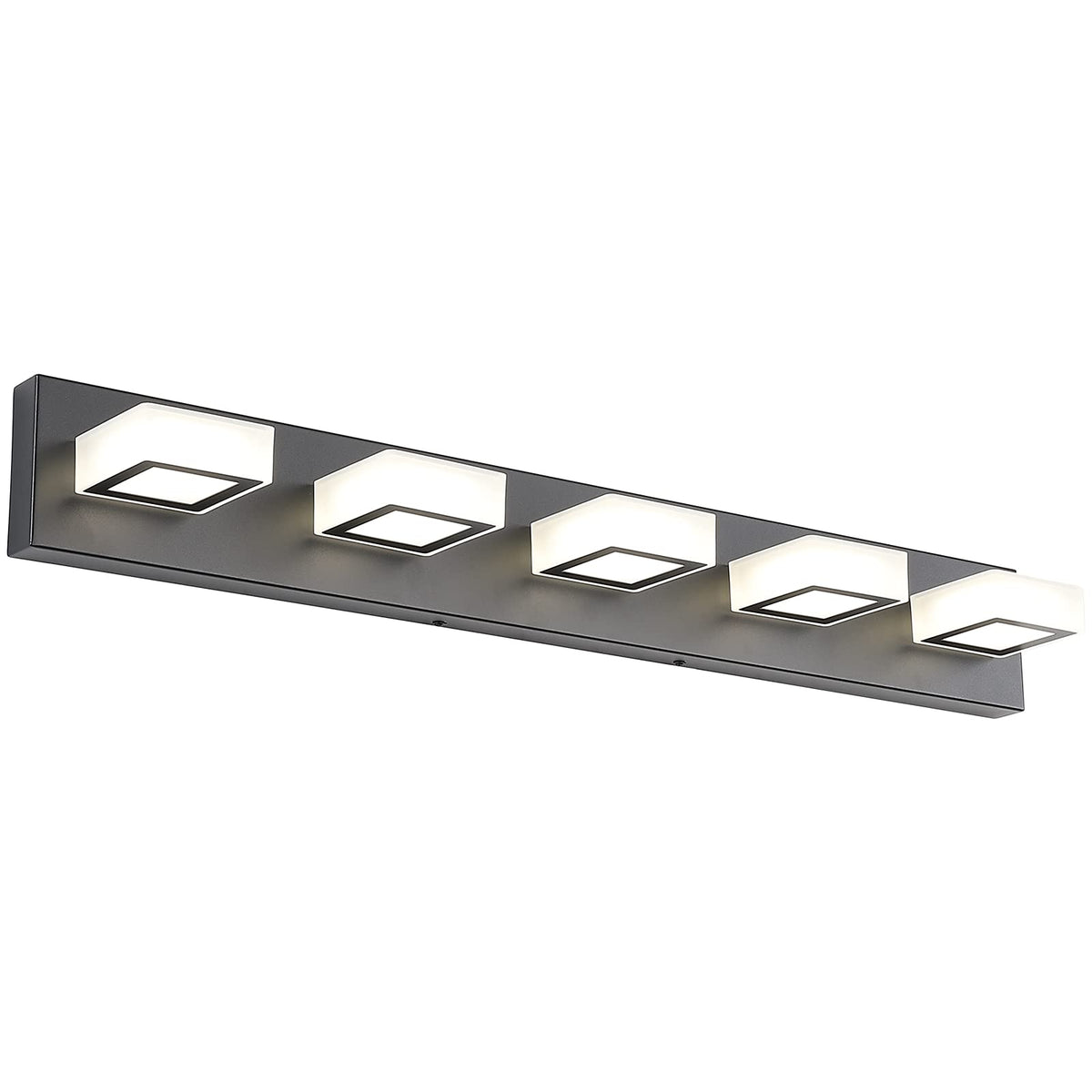 Modern Black Bathroom Lighting Fixtures 5 Lights Adjustable Acrylic Vanity Lights Fixtures Modern LED Matte Black Bathroom Vanity Lights Over Mirror (Black-Natural light / 34 inch)