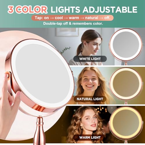30X Makeup Mirror with Lights and Magnification (Rose Gold)
