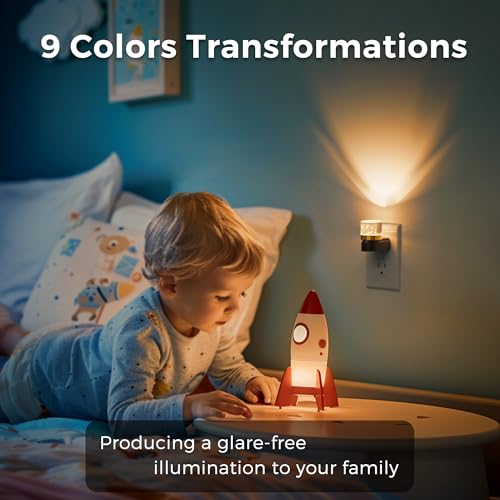 Night Light Night Lights Plug into Wall (RGB（Short Bubble-Black） / 2 Pack)