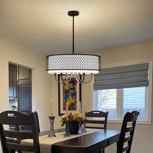 Drum Chandelier with Shades 5 Light 2