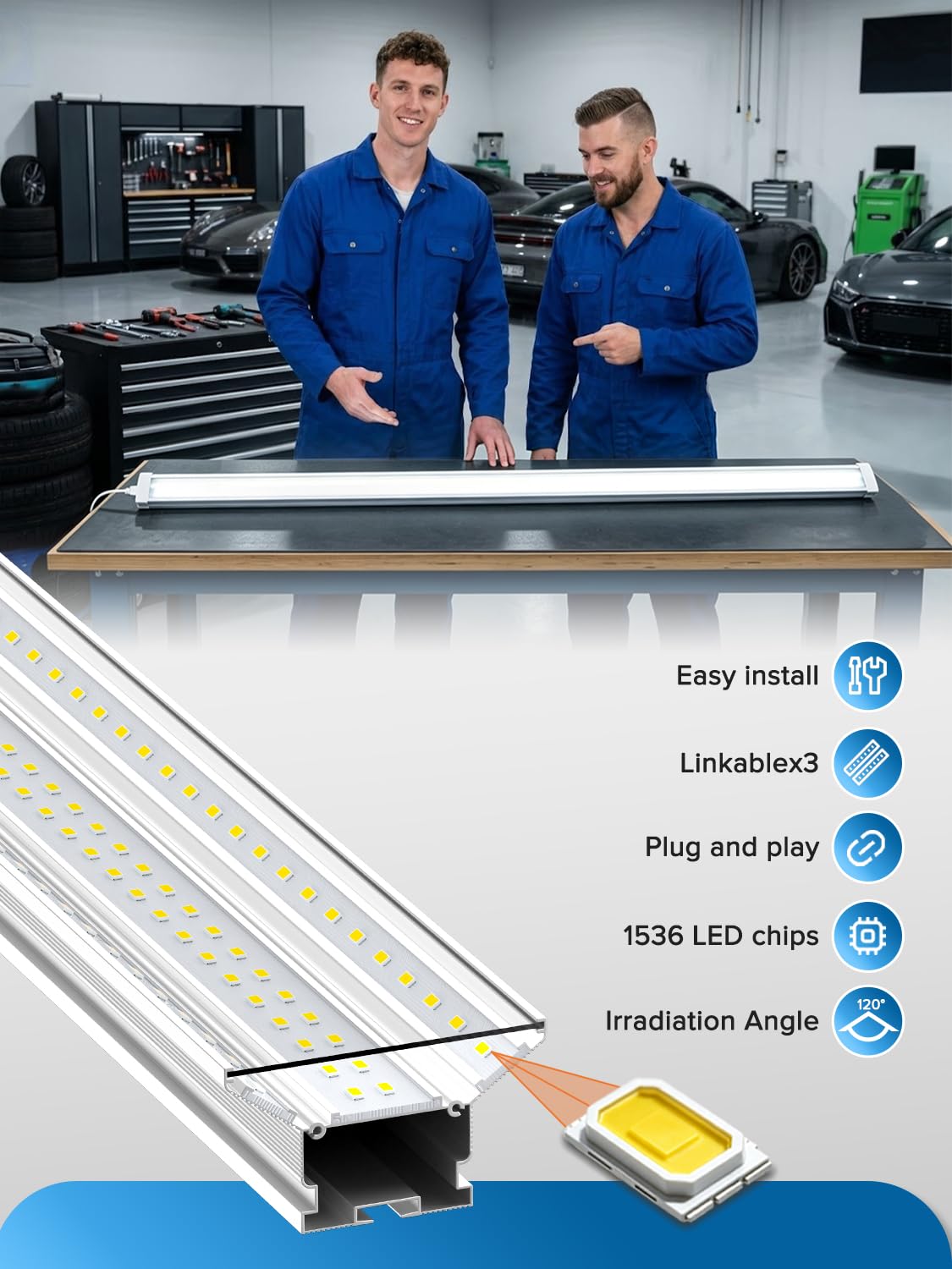 Industrial Grade 120W 20000LM 8FT LED Shop Lights 6 Pack (8FT-120W-6PACK)