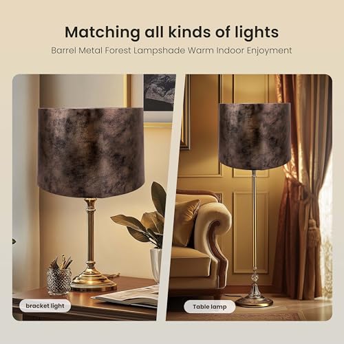 Drum Lampshades Set of 2 (Imitation Gold Cowhide)