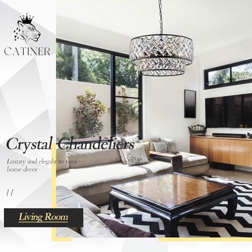 24" Black Crystal Chandelier (Big Drum Black)
