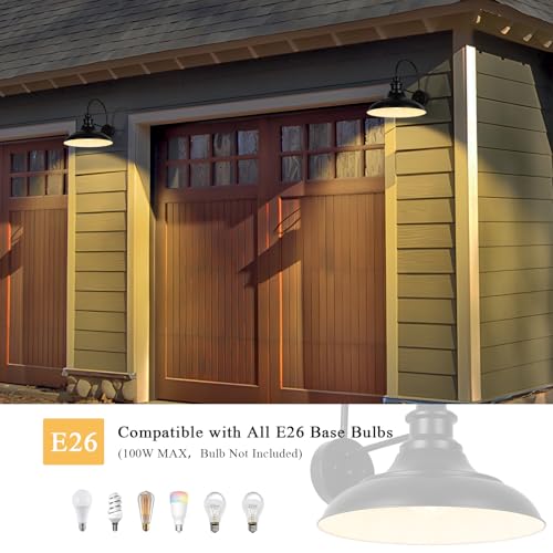 Dusk to Dawn Sensor Outdoor Barn Light Fixture (Black+White / 01-DDRZ004-1PACK(Dusk to Dawn))