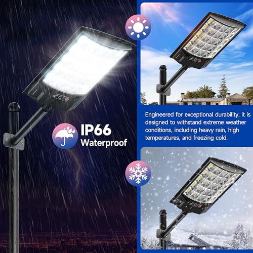Solar Street Lights Outdoor Waterproof 4 Pack (Black / 4 Pack)