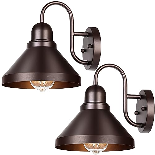 Gooseneck Porch Lights Outdoor (Brown / 9.25IN)