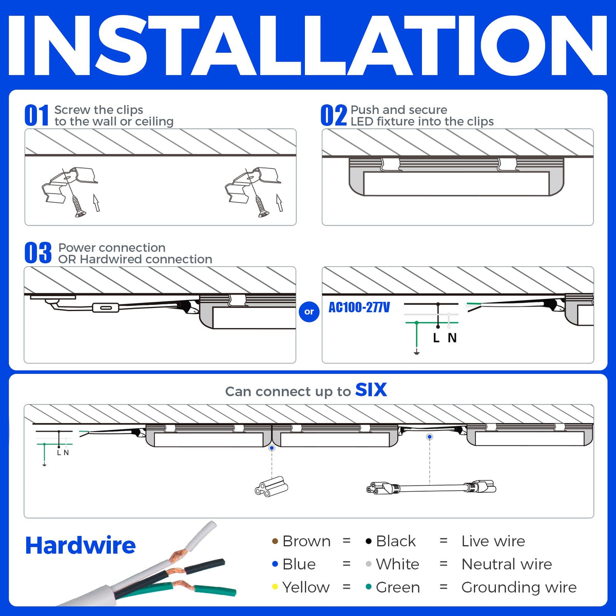 T8 LED Shop Lights 4FT (6500K / 4ft-2 Packs)