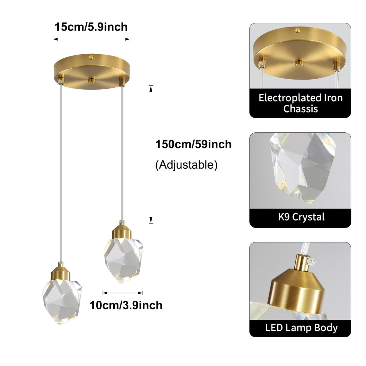 Gold Diamond Crystal 2 (Gold / 2-Head)