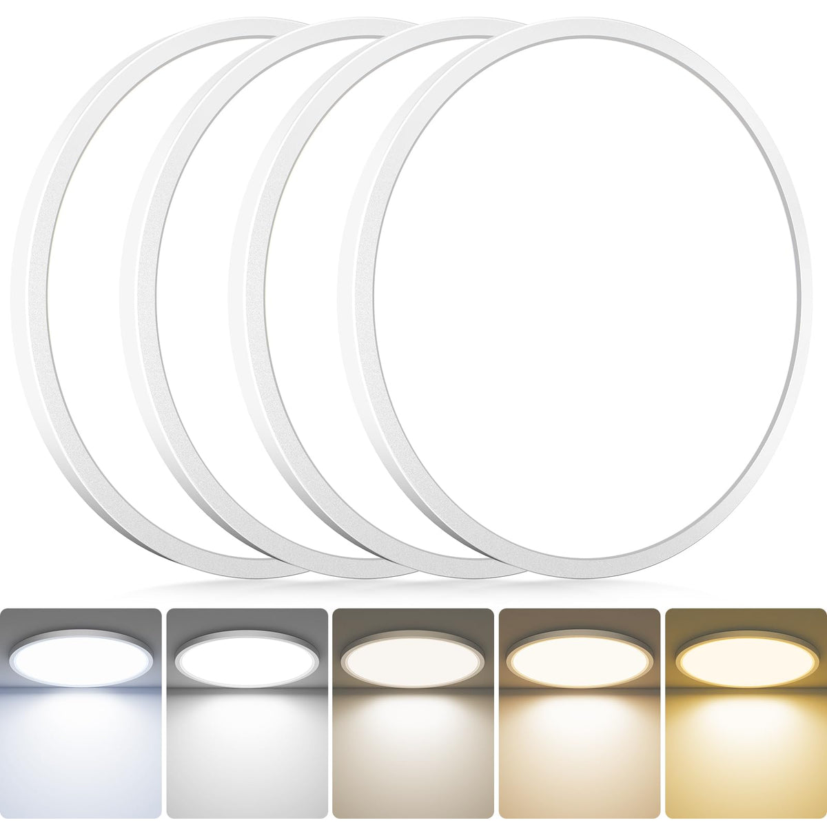 4Pack LED Flush Mount Ceiling Light Fixture (White / 13Inch-4pack)