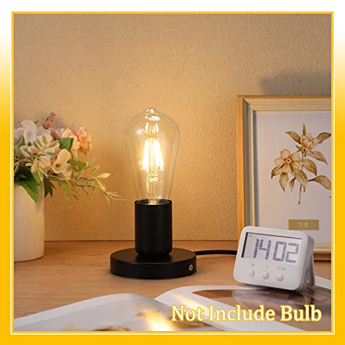 6 Pcs E26 Lamp Socket Base with 6 Ft Cord on Off Switch (Black)