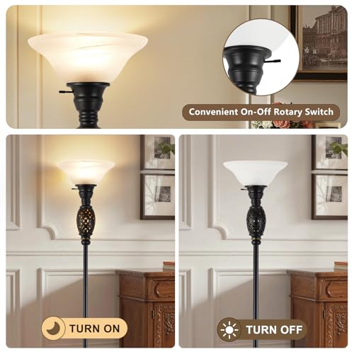 70" Floor Lamp for Living Room with Nightlight (Black)