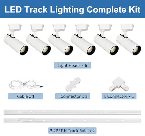 Plug in J&L Type LED Track Lighting Kits Dimmable Adjustable Angle Heads
