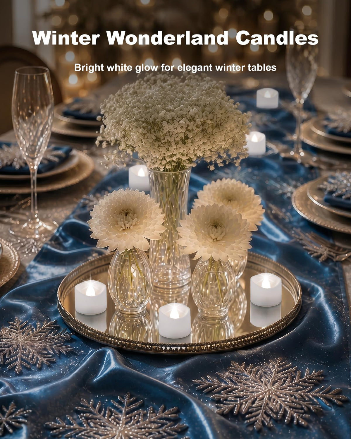 Flameless Tea Light Candles Battery Operated - 24 Pack, Cool White