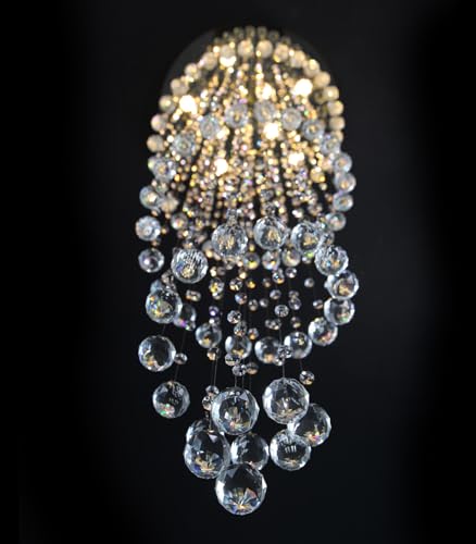 W24 x H78 Inches Crystal Glam Chandelier Long Light Chandeliers with Dimmable Light Bulbs Silver High Ceiling Pendants Light Fixtures for Foyer Entryway Living Room Stair (Silver / Spiral W24" X 78")