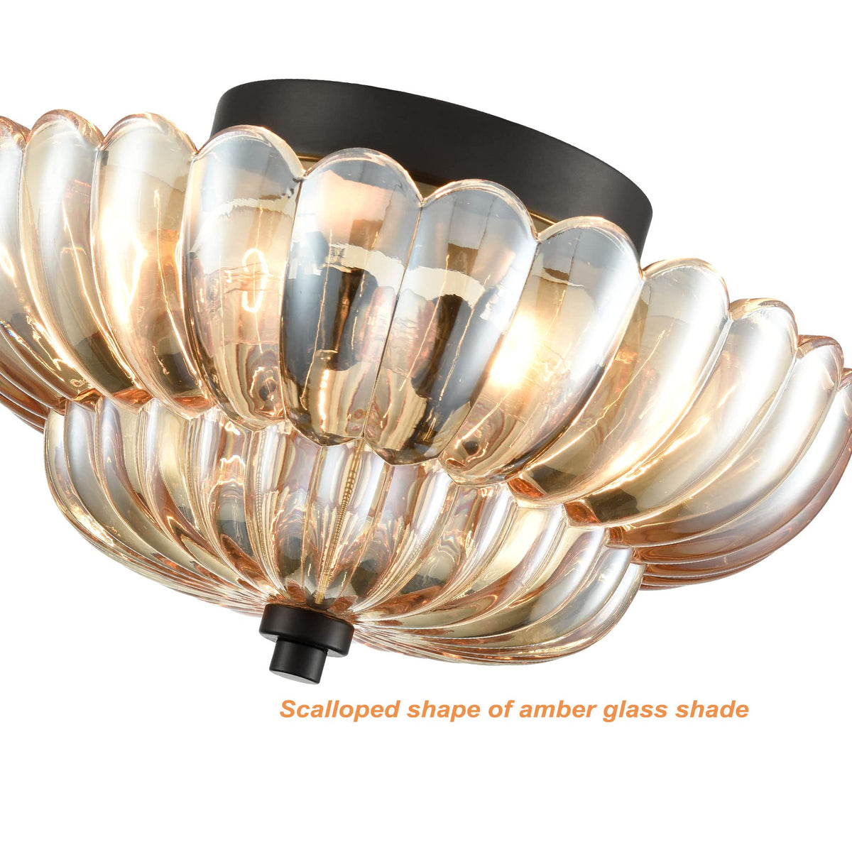 Modern Black Flush Mount Ceiling Light 3 (Black-amber glass)