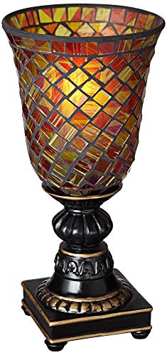 12" Small Accent Lamp Amber Brown Glass Cottage Traditional Dark (Brown)
