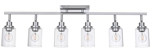 6 Light Track Lighting Kit Ceiling Kitchen Track Lighting Fixtures Chrome Bathroom Vanity Wall Lights with Clear Glass Multi (Chrome / 6-Light)