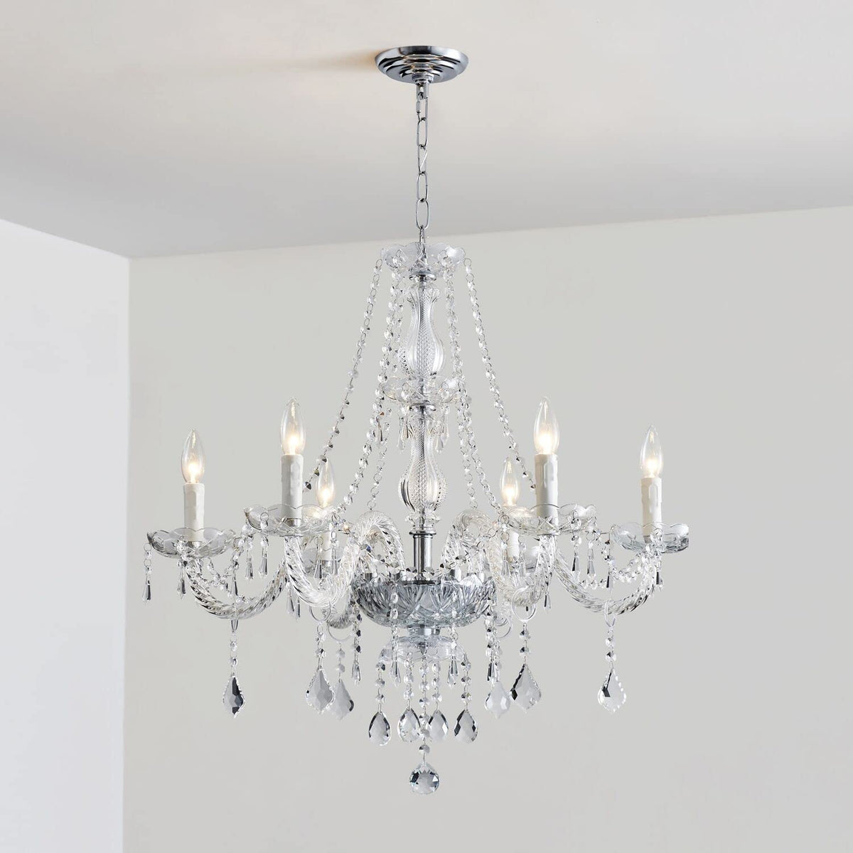 Saint Mossi 6 Light Chandelier Modern K9 Crystal Chandelier Lighting (Clear Crystal / W28" 1 Tier)