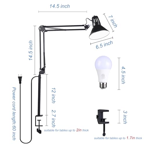 Swing Arm Desk Lamp for Home Office 360°Adjustable
