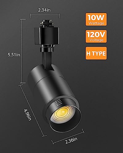 3 Color Zoomable 10W LED Track Lighting Heads H Type (Black)