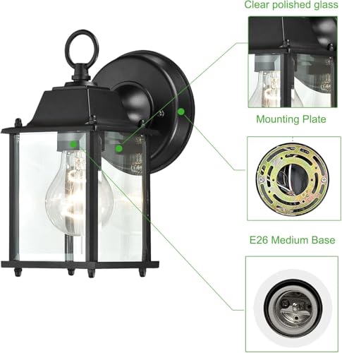 4 Packs Outdoor Wall Lantern (4 Pack / Black)