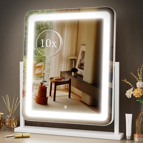 Vanity Mirror with Lights (White / 15.2"L x 13"W)
