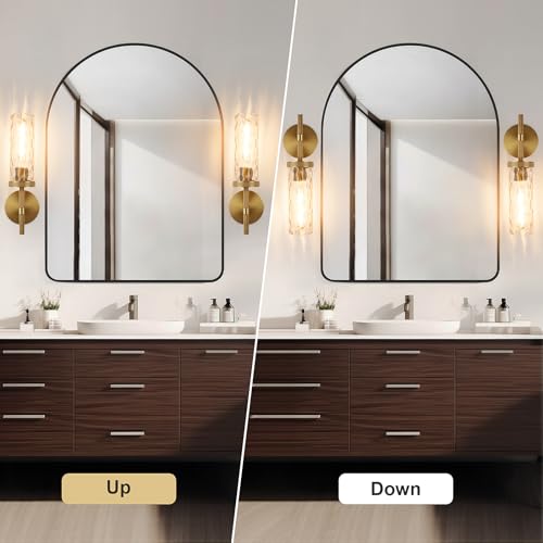 15" Knurled‑Craft Hardwired Brass Wall Sconce (Brass-Water Ripples / 15″-1 Pack)