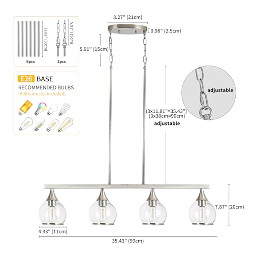 Island Light for Kitchen (Brushed Nickel / 4-Light)