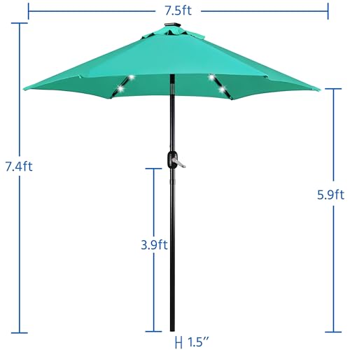7.5FT Solar Patio Umbrella w (Turquoise / 7.5FT)