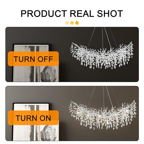 Modern Crystal Tree Branches Chandelier (Silver / Arc 40")