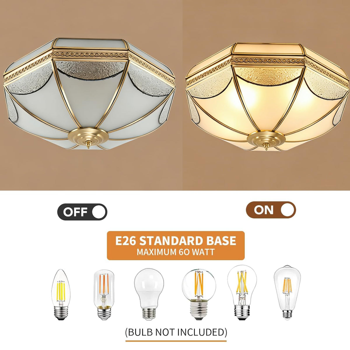 18 Inch Vintage Brass Flush Mount Ceiling Light (17.72"W)