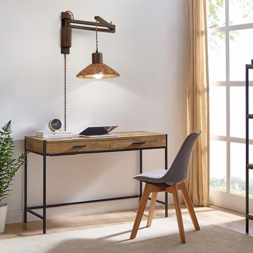 Plug in Wall Lamp (Brown Wood)
