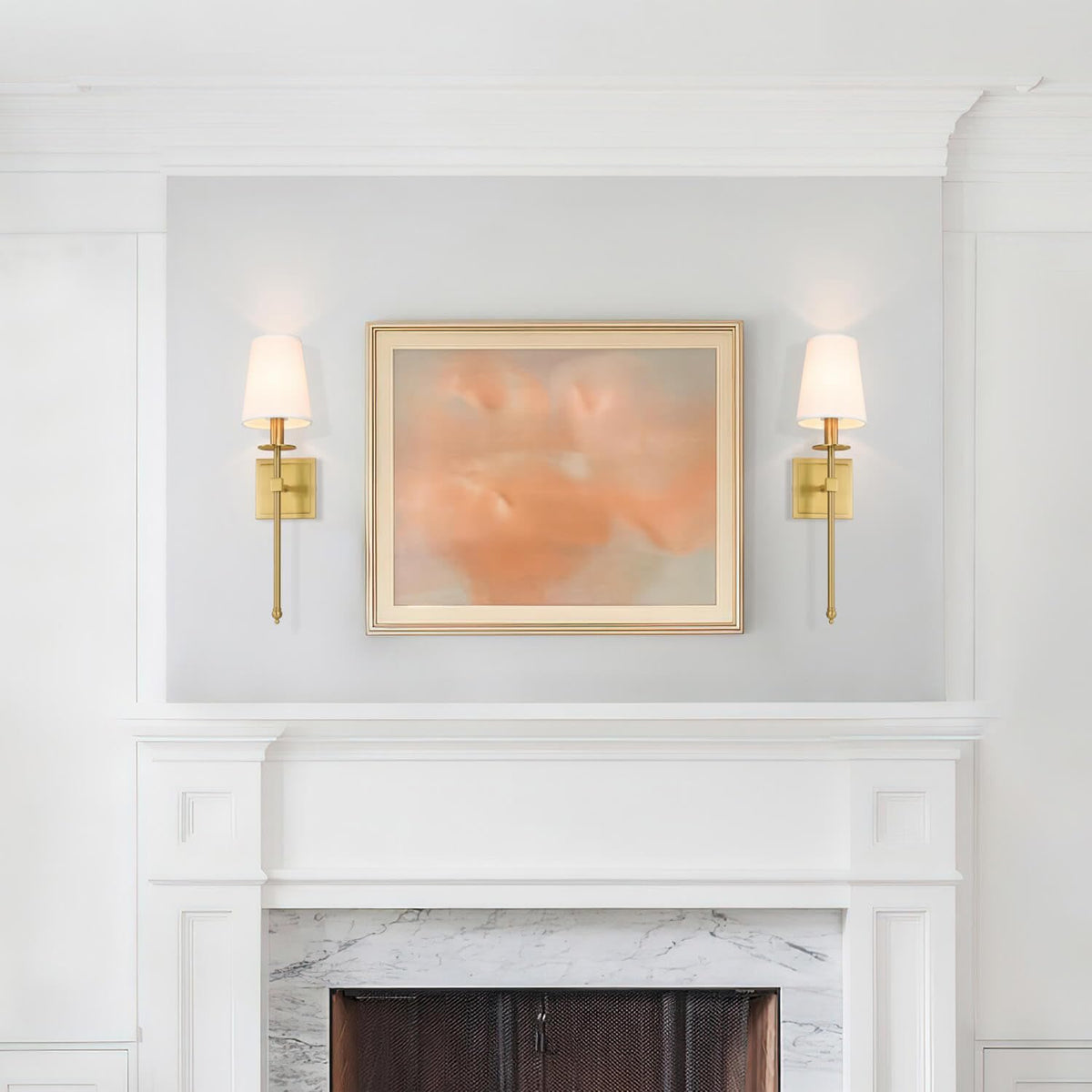 Brass Wall Sconces Set of 2 Gold Sconce Light for Living (Brass)