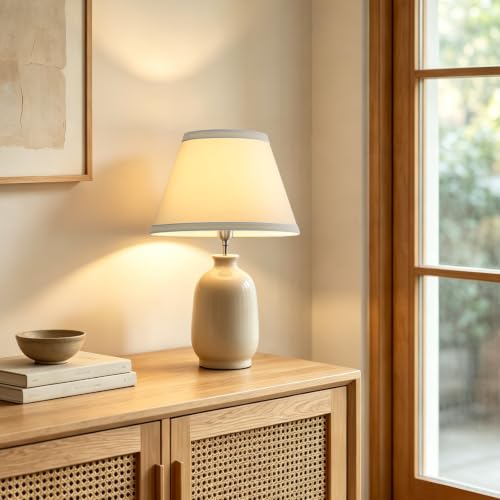 Lampshades Set of 2 (Cream with Blue Rim)