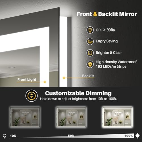 84x40 Inch LED Bathroom Mirror with Lights (Backlit+front Lit / 84"L x 40"W)