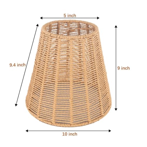 Boho Rattan Lamp Shade 5" Top X 10" Bottom X 9" Vertical Height (5X10X9)