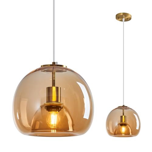 Amber Glass Pendant Light Kitchen Island (Amber(9.84 in) / 1-Pack)