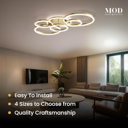 Chloe Flush Mount Ceiling Light (Metallic Gold / 6 Circles / Cool White)