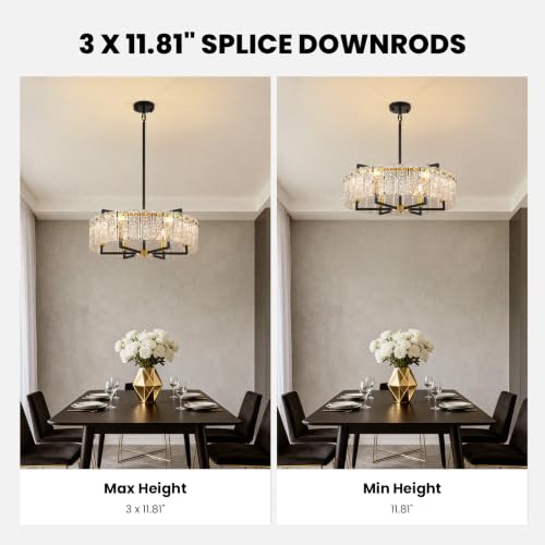 23.62" Gold Water Ripple Glass Chandeliers (Black+Gold / 23.62")