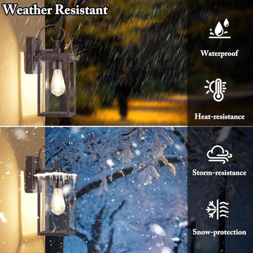 2 Pack 15" Outdoor Wall Light Fixtures (Brown / 15")