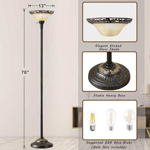Torchiere Floor Lamps for Living Room (Black,Yellow2)