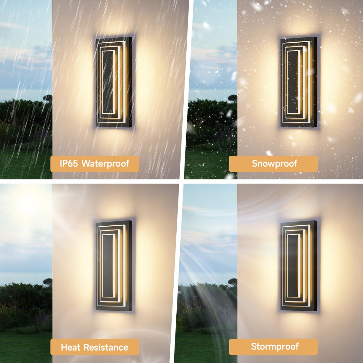 Outdoor Wall Lights 3 (Black 3-Tier Modern Design / 15.7 Inches（40 cm）)