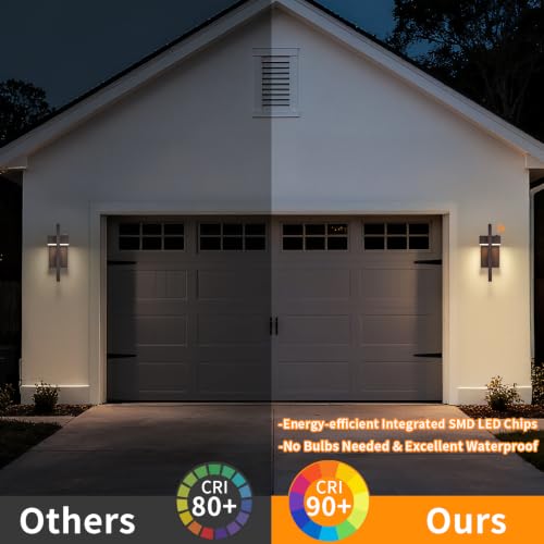 16.5'' LED Outdoor Wall Sconce Dusk to Dawn Exterior Lights (Brown - Dusk to Dawn / 16.5Inch - 2 Pack)