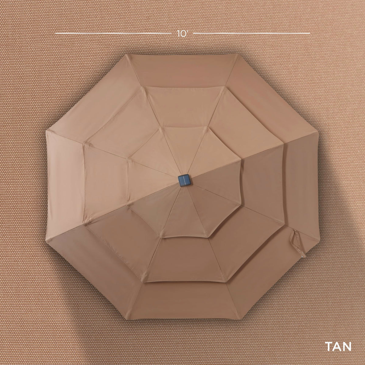 10ft 3 Tier Solar Patio Umbrella (10ft / Tan)