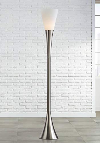 Piazza 72 1 2" Tall Brushed Nickel Modern Torchiere Floor Lamp (Silver Brushed Nickel)