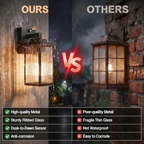 Black Dusk to Dawn Wall Mount Porch Lights (Black / 10.6''-1 Pack)