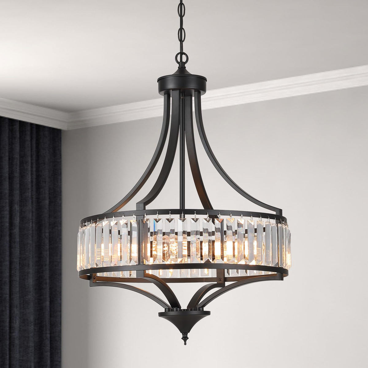 Modern Black Crystal Chandelier (Black)