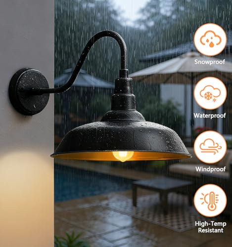 14" Outdoor Barn Gooseneck Lights (14 Dome - 2 Pack)