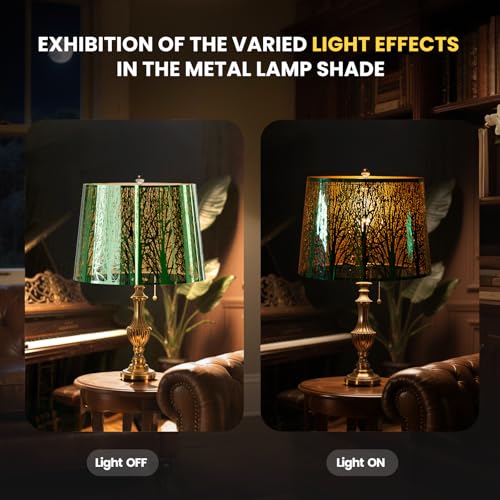 Large Metal Drum Lampshade 12'' Top ×14'' Bottom×10" Height For Floor Lamps (Metal Green)