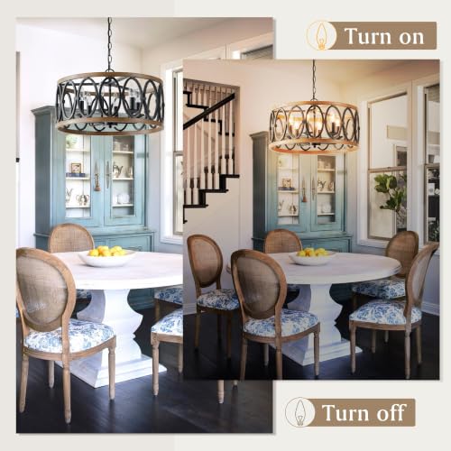 Rustic Farmhouse Chandelier for Dining Room Kitchen Island